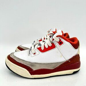 Nike Boys Air Jordan 3 Kids Youth Size 1Y DV7027-108 White Red Basketball Shoes